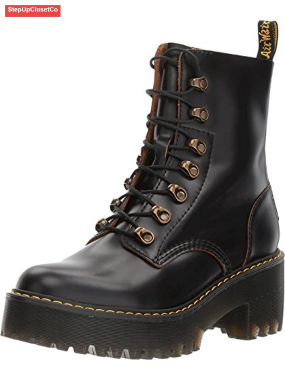 Dr. Martens Leona Vintage Smooth Leather Lace-Up Heeled Boots
